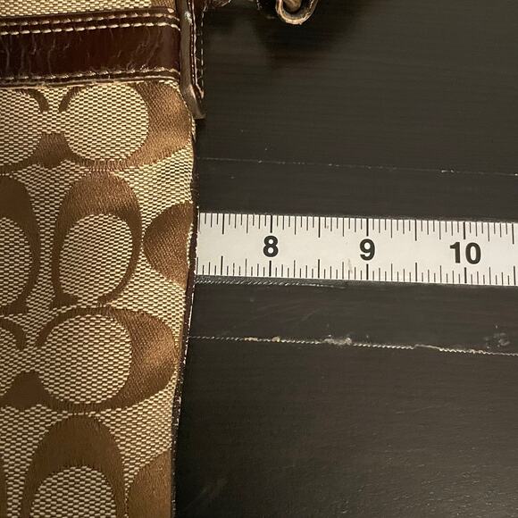 Coach Crossbody Bag Women Adjustable Signature Canvas Full Zip Leather Trim READ - Picture 8 of 12